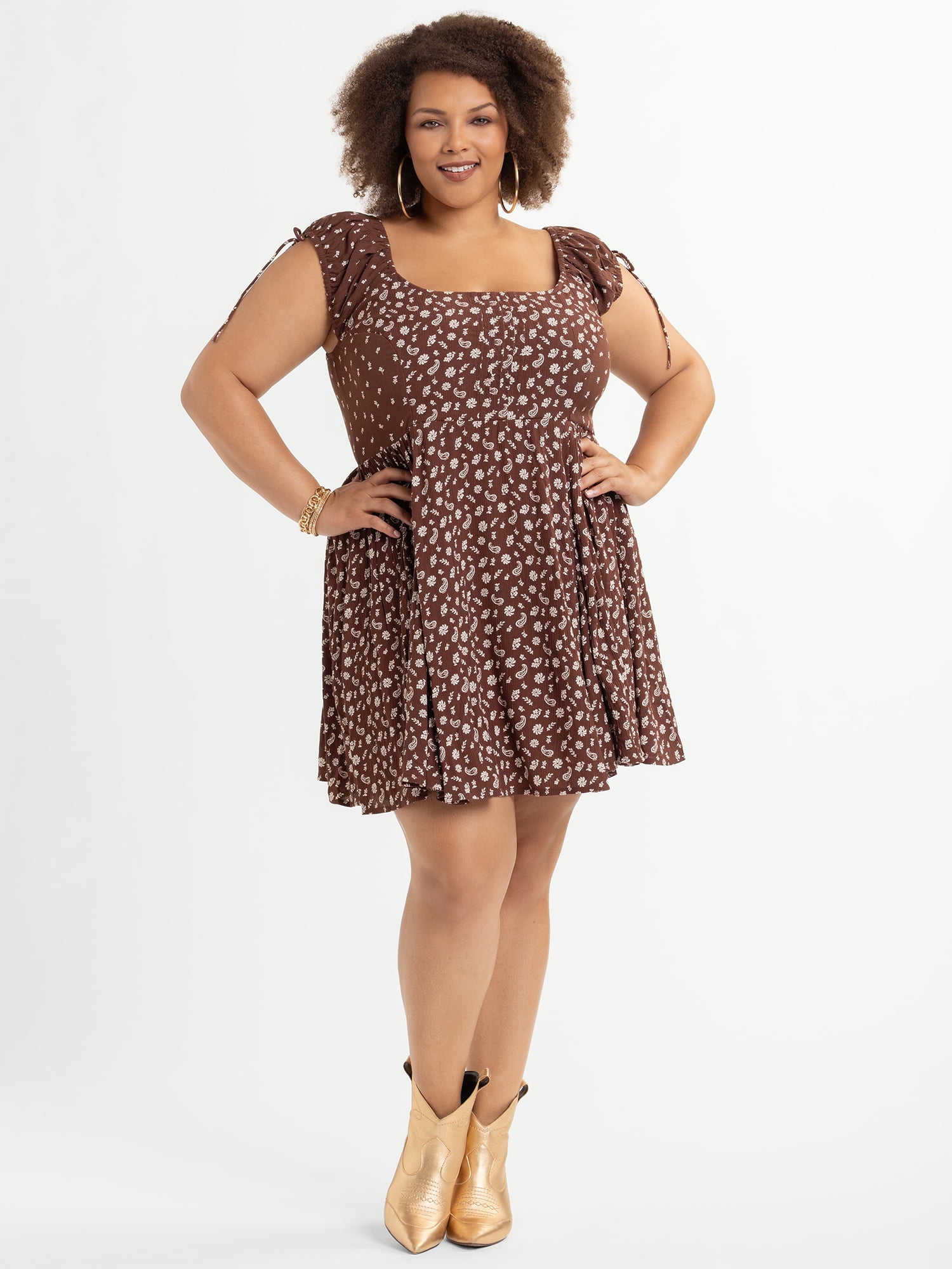 Jessica Simpson Women's Plus Size Aylani Smocked Mini Dress, Sizes 0X-4X