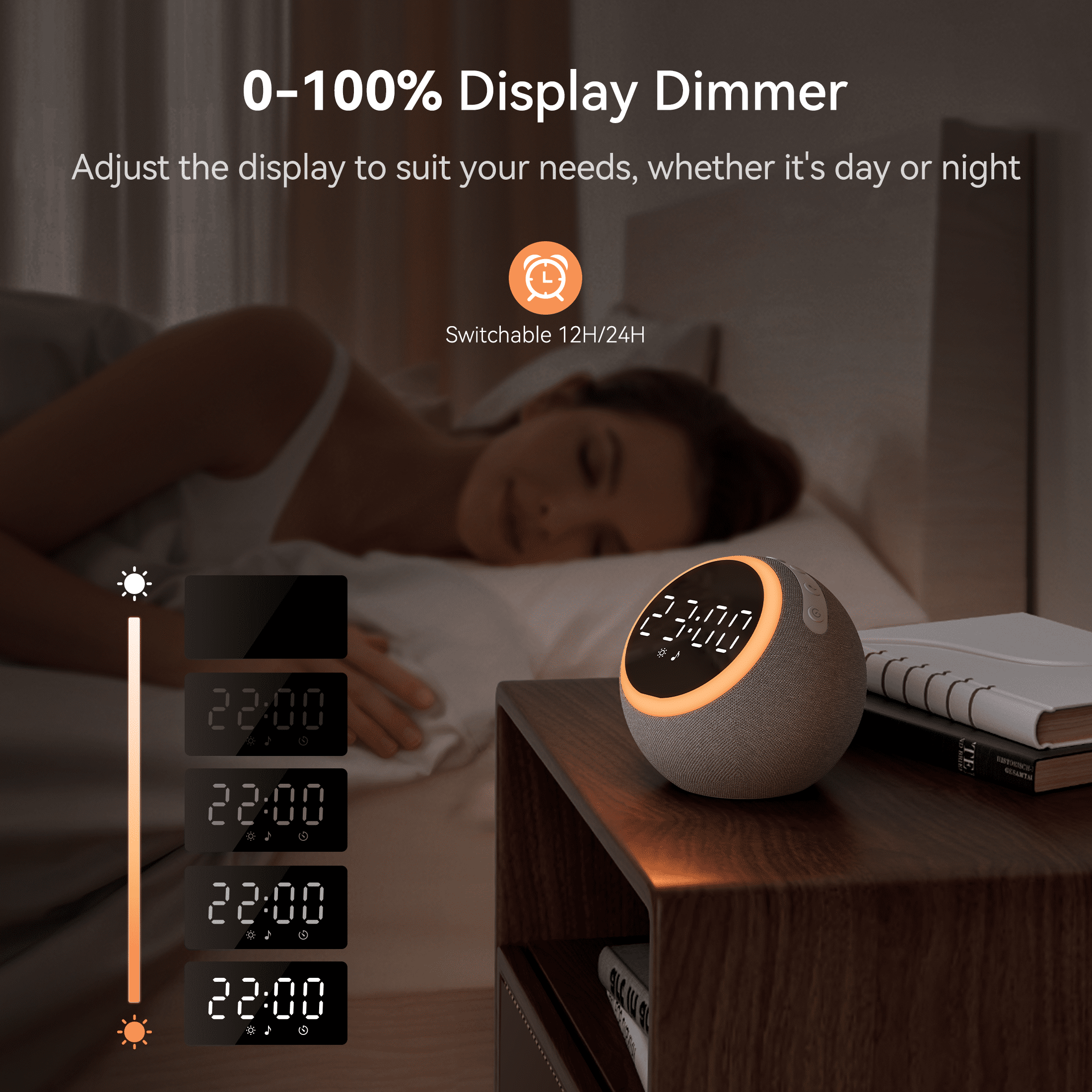 Dreamegg White Noise Sound Machine for Sleep, Sleep Machine with Alarm Clocks and Night Light for Bedrooms, Gray