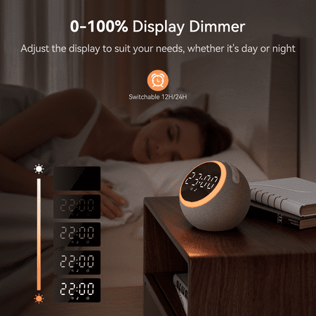 DREAMEGG WHITE NOISE SOUND MACHINE FOR SLEEP, SLEEP MACHINE WITH ALARM CLOCKS AND NIGHT LIGHT FOR BEDROOMS, GRAY