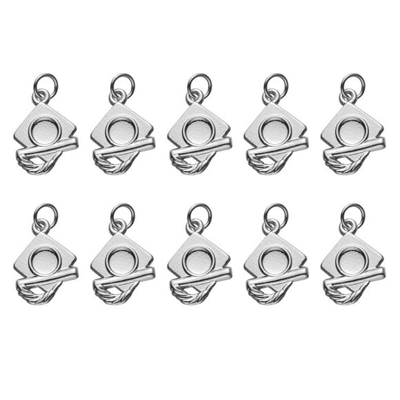 CIMAXIC Pendentifs Breloques Bricolage 40 Pcs Chic Chapeau de Collation des Grades Pendentifs Breloques Accessoire Créatif de Fabrication de Bijoux pour Collier Bracelet (Argent),0,79"X0,59"X0,08 Pouces