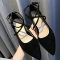 thumbnail image 6 of IEMIEMIEM Women's 2026 Suede Ankle Strap Low Block Heel Pumps Closed Pointed Toe Mary Janes Strappy Wedding Party Office Dress Shoes Black 5.5 Wide, 6 of 8