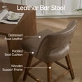 thumbnail image 6 of Usaint Distressed Faux Leather Swivel Bar Stools Set of 2 Cutout Backrest Solid Wood Legs for Kitchen Island Counter Chairs,Dark Brown, 6 of 10