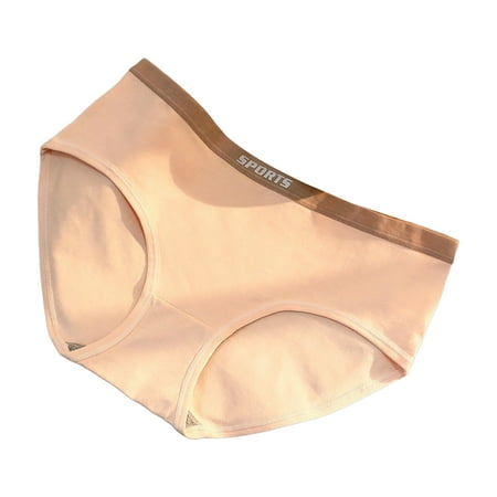 

PERZOE Panties Women Panties Solid Color Mid Waist Letter Print Elastic No Constraint Protective Soft Cotton Fitness Lady Underpants Inner Wear Clothes