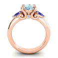 thumbnail image 4 of Diamond-Capitals 2.50 Carat Beautiful Round Aquamarine & Blue Sapphire Gemstone Ring for Engagement Gift Solid 14K Rose Gold Size 11, 4 of 8