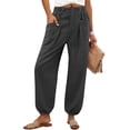 thumbnail image 2 of GUACER Women's Boho Jogger Pants Solid Casual High Waisted Loose Fit with Pockets Lounge Harem Pants, 2 of 8