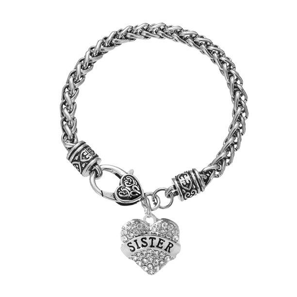 Corazón Bangle Charm Pulsera Rhinestone Maestro Mamá Ceystal Regalo Familia Cumpleaños Abuela Cadena Hija Pulseras