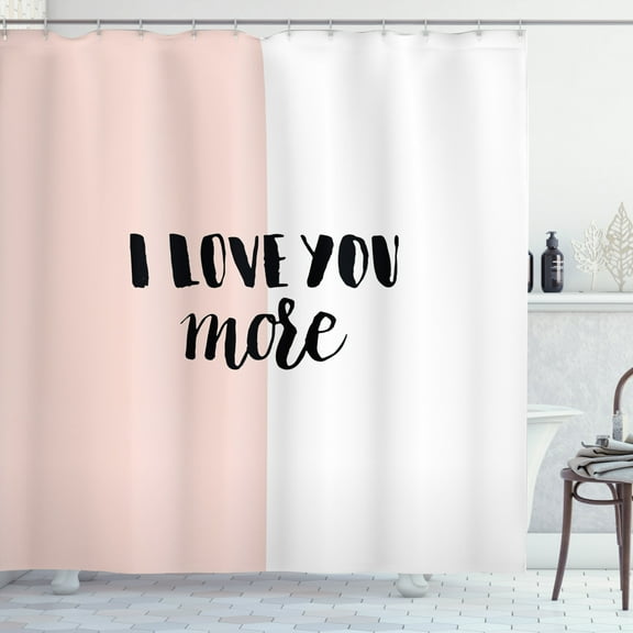 Ambesonne Love You More Shower Curtain, Minimal Geometric, 69"Wx75"L, Coral White Black