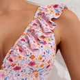 thumbnail image 5 of Swimsuits For Women 2025 Conservative Floral Print High Waist Design Ruffles Swimwear Pink High Cut Bathing Suits L, 5 of 6