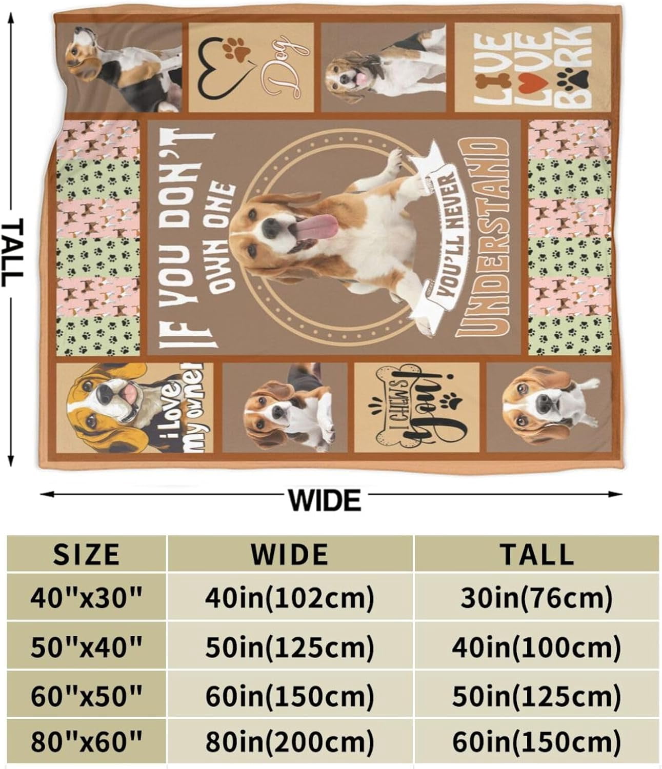 Cute Beagle Blanket Dog Beagles Blankets for Women men Funny Pet Fleece Cozy Flannel Throws Warm Soft Fuzzy Dogs Plush Stuffed Animal for Sofa Bed Decor Gifts for Users Men Women 50"x40"
