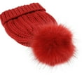 thumbnail image 5 of BRDFRL Womens Winter Beanie Hat Satin Lined Faux Fur Pom Pom Cuffed Knit Skull Cap, 5 of 7