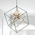 thumbnail image 6 of LNC 6-Light Matte Black and Gold Modern Cage LED Chandelier, Linear Kitchen Island Pendant Light, 6 of 13