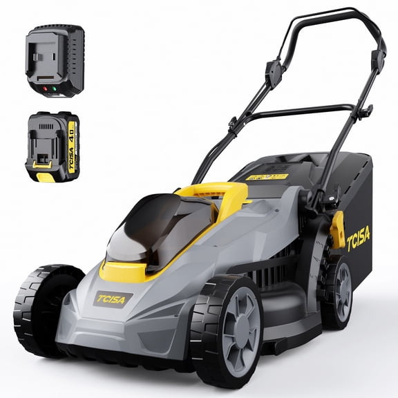 20V 13'' Cordless Lawn Mower, Grass Cutter with 4.0Ah Battery, 5 Adjustable Height Settings, Durable Manganese Steel Blades, for Small Lawn