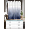 thumbnail image 6 of No Hook Cloth Fabric Shower Curtain with Snap in Liner, Blue White Waterproof Shower Curtains Set with See Through Top Window, Ombre Gradient Striped Minimalist Texture Bath Curtains Shower 66"x72", 6 of 6