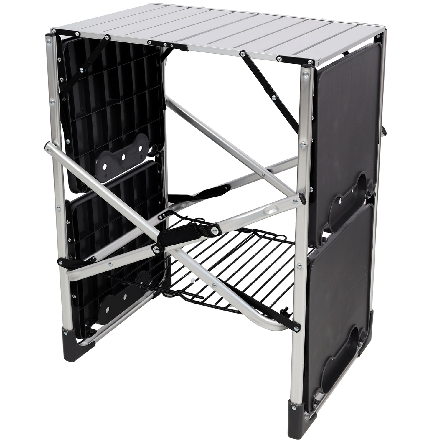 Folding Camping Kitchen Table with Lantern and 4 Side Tables