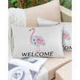 thumbnail image 6 of Pack of 2 Outdoor Pillow Covers, Summer Theme Pink Flamingo with Rose Waterproof Square Throw Pillowcase Cushion Decorative Pillow Covers for Couch Patio Tent, 20x12 in, 6 of 6