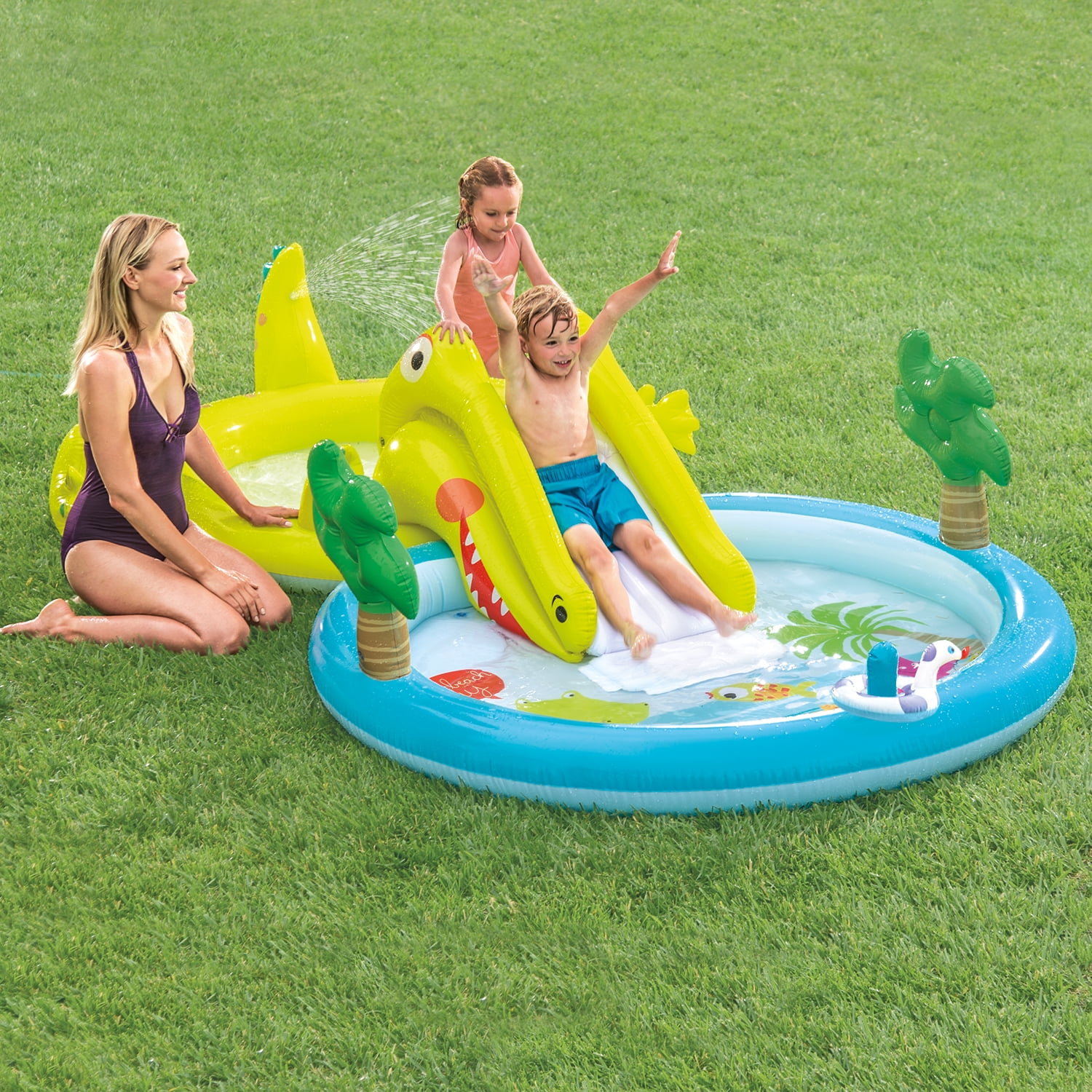 Intex Gator Play Center Sprayer Slide 127" X 69" X 29" Inflatable Swimming Pool 