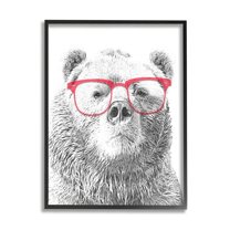 Stupell Industries Quirky Monochrome Bear Red Glasses Design , 16 x 20, Design by Annalisa Latella
