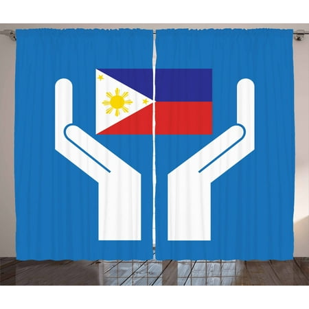 Filipino Curtains 2 Panels Set Two Hands Holding Showing