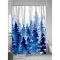 thumbnail image 5 of Blue Christmas Tree Shower Curtain, Winter Retro Silver Snowflake Bathroom Decor Curtains Set with Hooks, Waterproof Fabric Home Accessories， Stall 54 X 78 Inch, 5 of 6