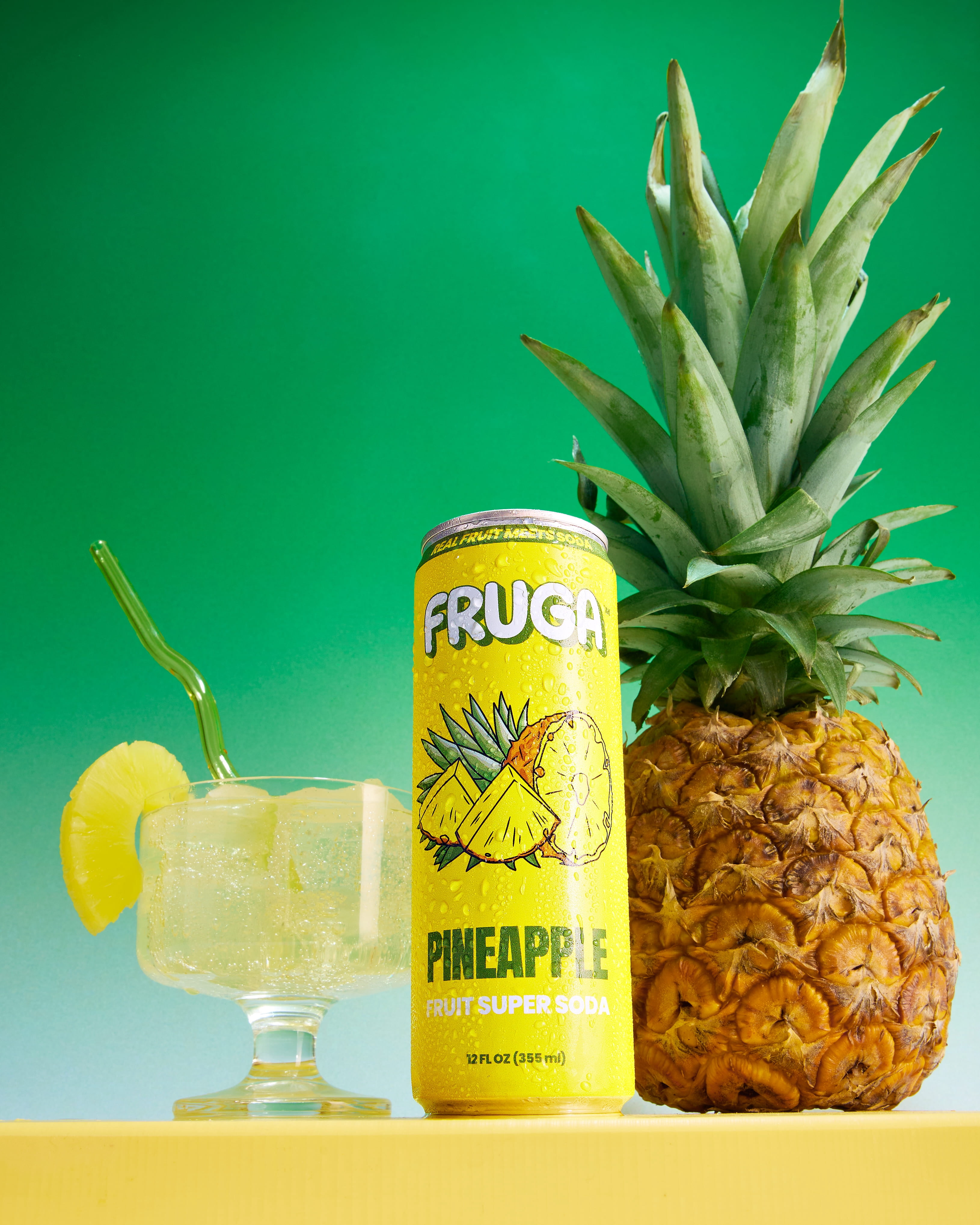 FRUGA Pineapple Sparkling Fruit Super Soda | Prebiotic Soda, Low Calorie, Healthy Soda Benefits and Vitamin Boost