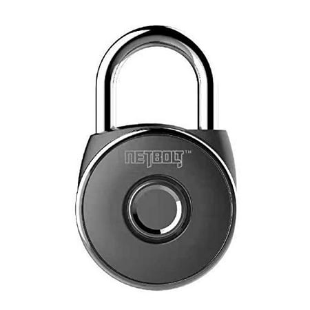 - NetBolt Fingerprint Smart Padlock, Metal Waterproof, Suitable for House Door, Suitcase, Backpack, Gym, Bike, Office, Support USB Charging (Satin Black)