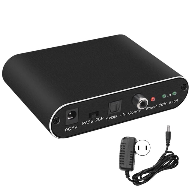 Adaptador de fibra óptica para mejora del sonido digital, compatible con enchufe estadounidense de 100 a 240 V, convertidor decodificador de audio coaxial SPDIF 3.0 5.1