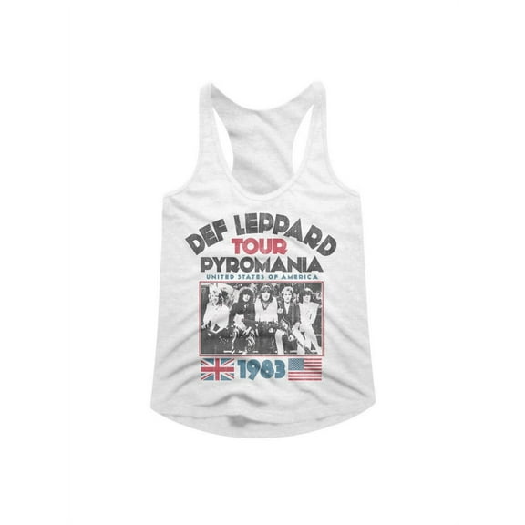 Def Leppard 1977 English Rock Band Pyro Tour White Ladies Racerback Tank Top Tee