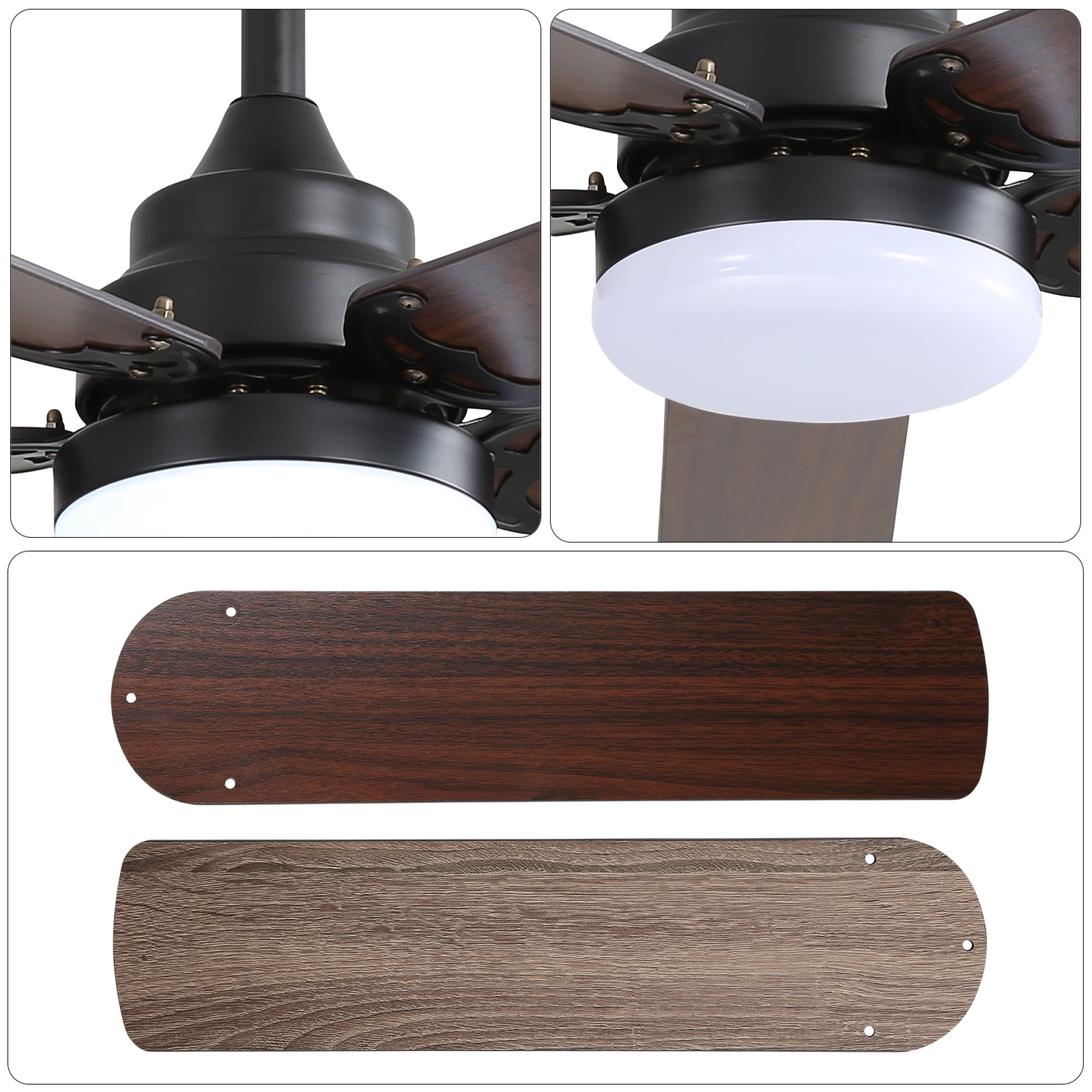 Jopath 42 Inch Ceiling Fan with LED Light and Remote Control, 5 Blades Noiseless Reversible Dc Motor for Indoor Living Room Outside Patios Pergola Black