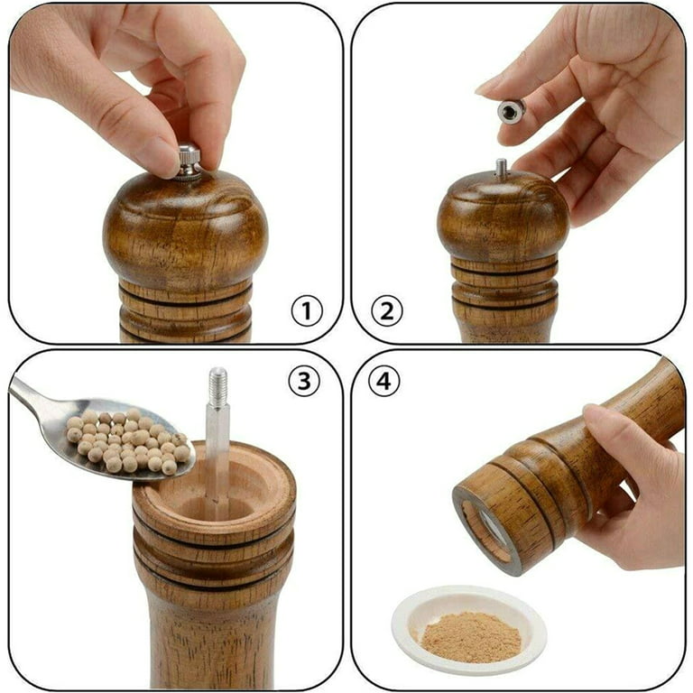 Wooden Salt and Pepper Grinder Set - Premium Acacia Wood Grinders with  Adjustable Ceramic Grinding Mechanism - 8 inch Refillable Salt and Pepper  Mills
