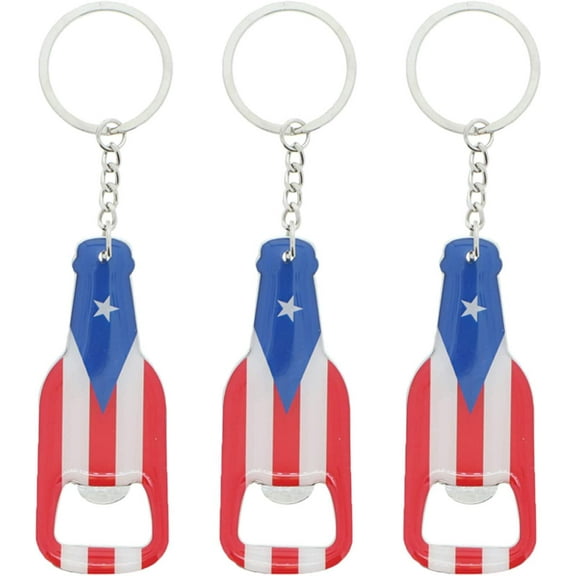 SandT Collection Puerto Rico Durable Metal Beer Bottle Opener Keychain - Set of 3 - Beer Can
