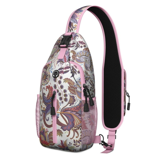 Sac à Dos Bandoulière Géométrique Paisley – Sac à Bandoulière Vintage Boho, Sac de Voyage Léger Anti-Vol avec Sangle Réglable et Design Multi-Poches