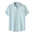 thumbnail image 2 of pstuiky camisetas de hombre, Camisa informal de manga corta con cuello vuelto y cuello redondo de color liso para hombre camisas casuales para hombre m, 2 of 9