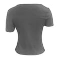 thumbnail image 6 of FUYUDY Women Tshirts Summer Asymmetrical Hem Fitted Short Sleeve T-Shirt Casual Basic Tee Tops For Daily Wear Trendy Female Solid Color Dailywear, 6 of 6