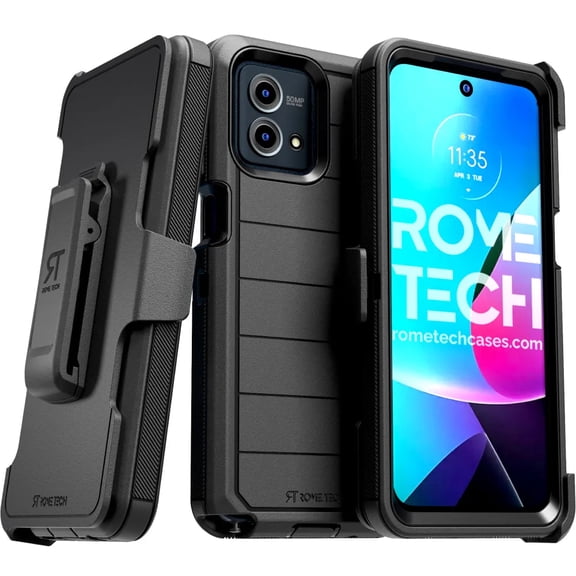 Rome Tech Kickstand Holster Cell Phone Case for Moto G Stylus 5G 2023, Black