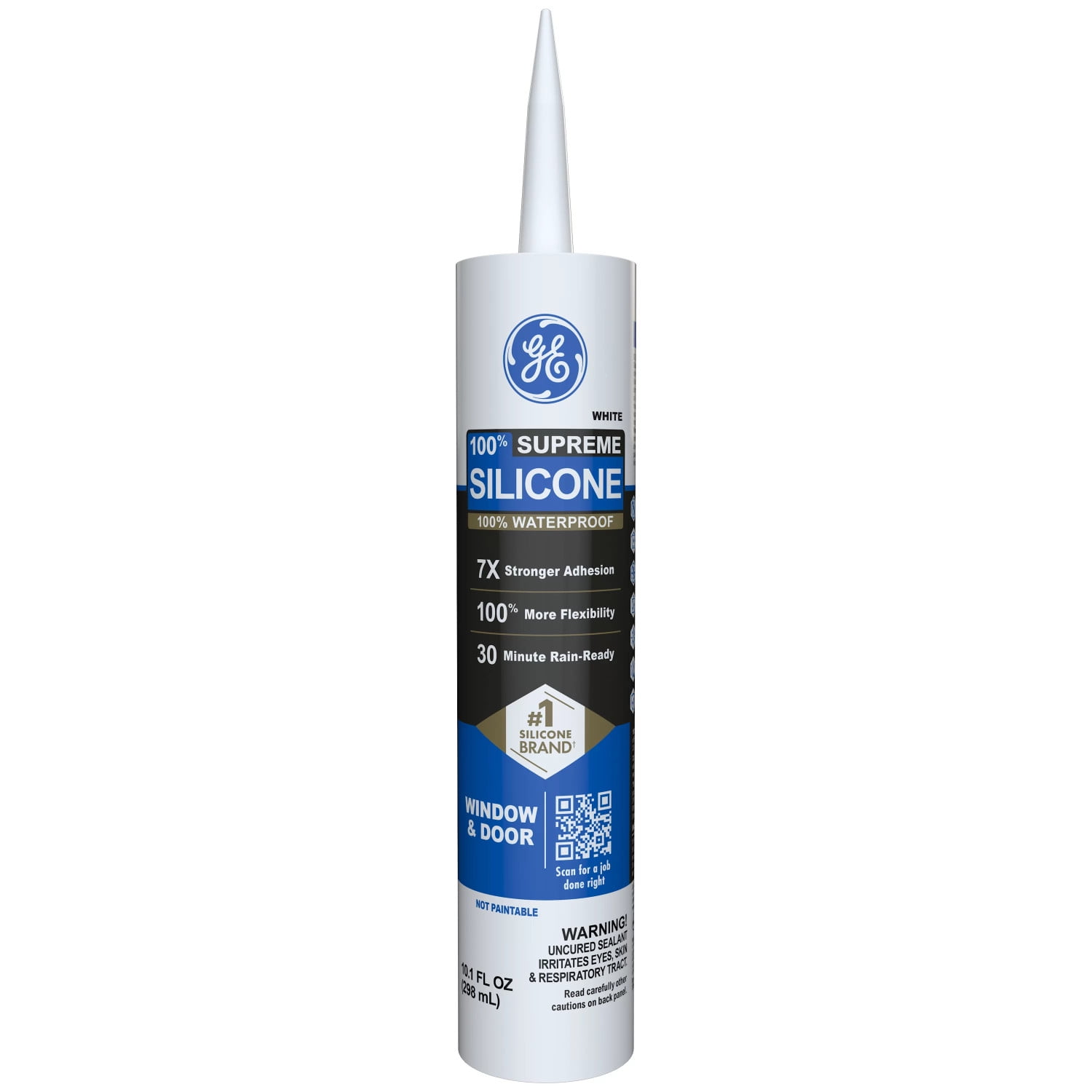 (4 pack) GE Supreme Silicone Window & Door Sealant, Pack of 1, White 10.1 fl oz Cartridge