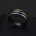 thumbnail image 3 of 8mm Blue Rainbow Stainless Steel Band Men Women Fashion Anniversary Ring Sz 6-13, 3 of 4