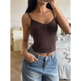 thumbnail image 6 of Women Y2K Sweetheart Neck Sleeveless Crop Tank Tops Backless Pleated Bustier Camis Going Out Top Brown S, 6 of 7