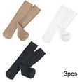 thumbnail image 2 of Esaierr Vertical Stripes Knee High Socks for Toddler Kids Cotton Calf Compression Socks 3 Pairs Spring Girls Stockings Baby Solid Color Thigh High Socks, 2 of 9
