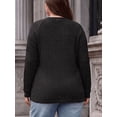 thumbnail image 3 of PINKSIR Womens Plus Size Tunic Tops Crewneck Long Sleeve Ribbed Knit Button Detail Fall Casual, 3 of 10