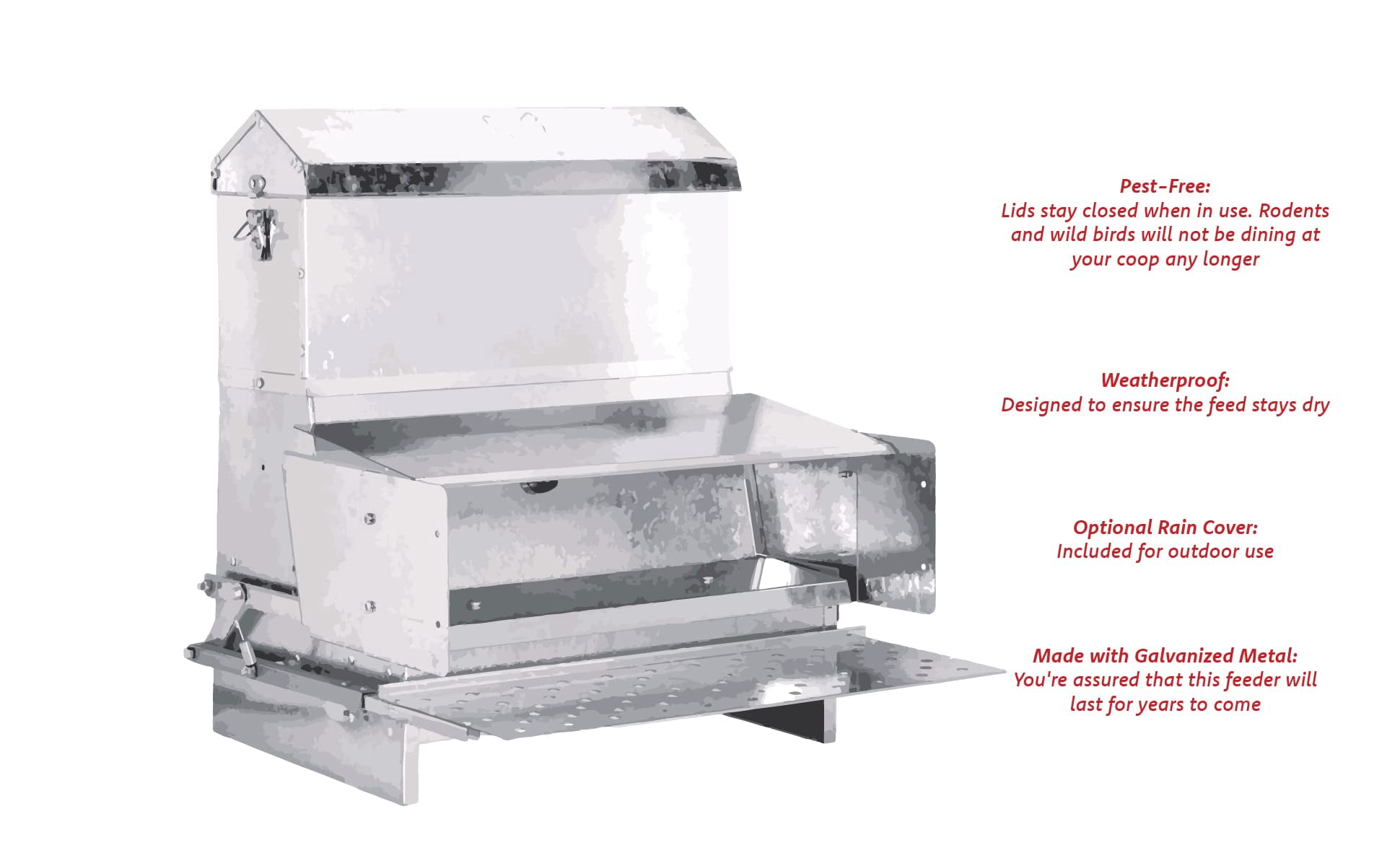 RentACoop Automatic Metal Treadle Feeder for Chicken, Bantams, Poultry, Pheasants, Ducks, and Fowl
