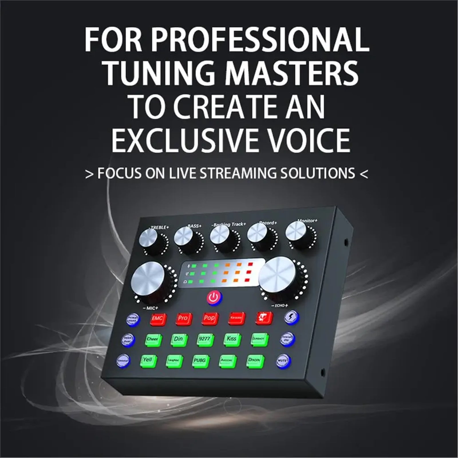 Portable Audio Device V8S Audio Mixer External Sound Card with 10 Sound Effect For Live Streaming PC Computer Phone Broadcasting ,Precision Control