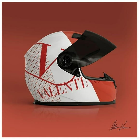 V Speeding Helmet Frameless Free Floating Tempered Glass Panel Graphic Wall Art , 24" x 24"
