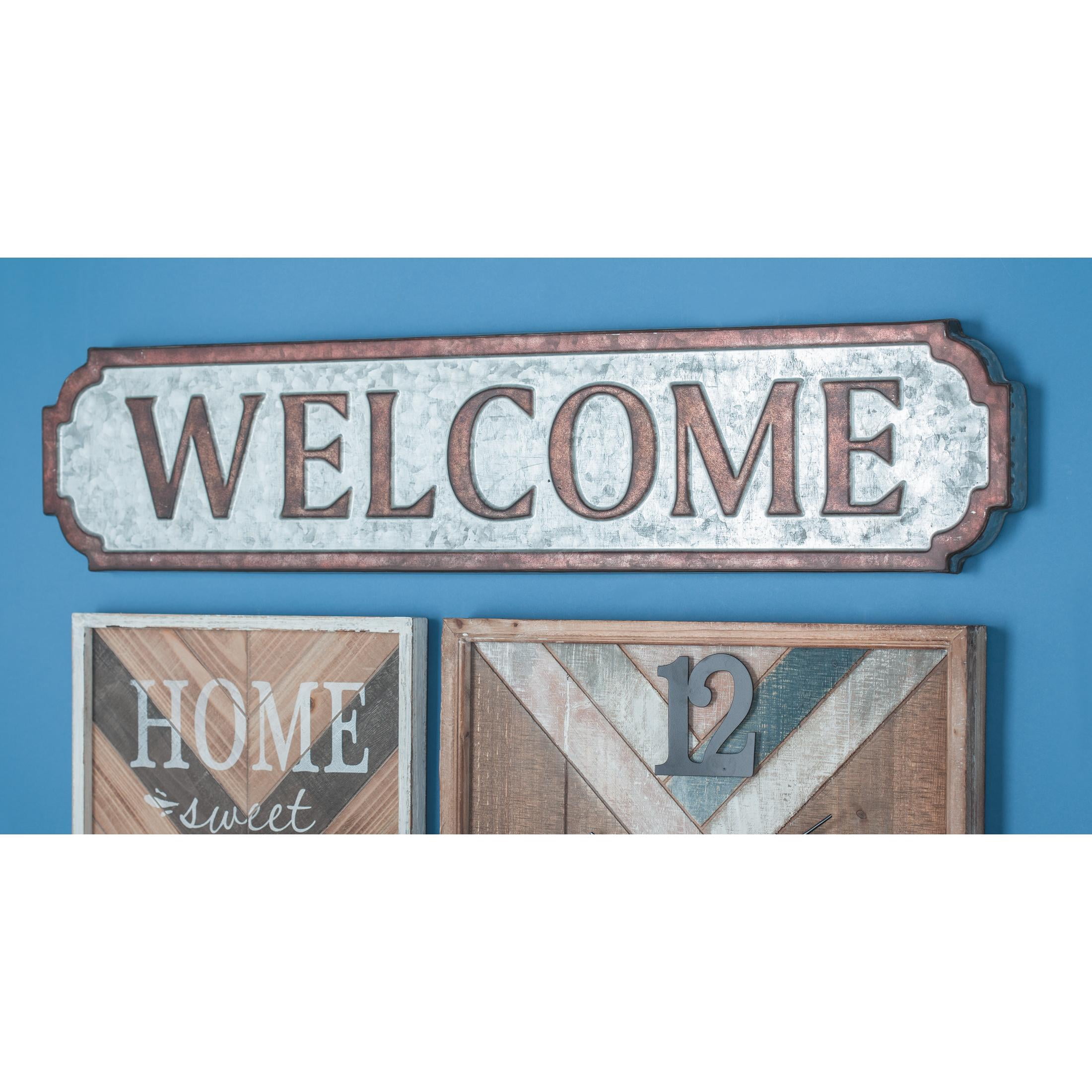 DecMode Brown Metal Welcome Sign Wall Decor