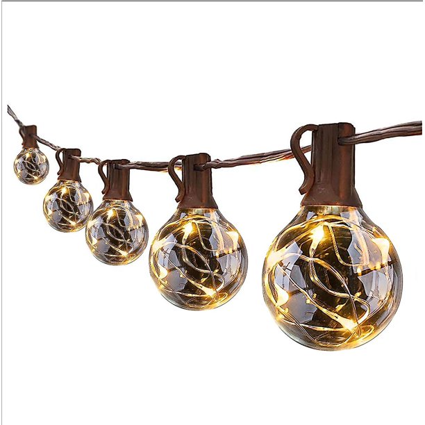 Cadena de luces para exterior, 25 bombillas de globo irrompibles, cadena de luces LED para exteriores, cadena de luces de 7,5 metros para exteriores"