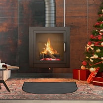 HEANUJJ Fireproof Fireplace Mat Half Round Hearth Rug Fire Resistant Pad Black for Stove Floor