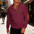 thumbnail image 2 of Wuxian Mens Pullover Sweatshirt Heavyweight Half Zip Stand Collar Knitted Color Block Cool Print Sweater Relaxed Fit Fall Winter Layering Warm Coats Tops Outwear,,XXXXXL, 2 of 4