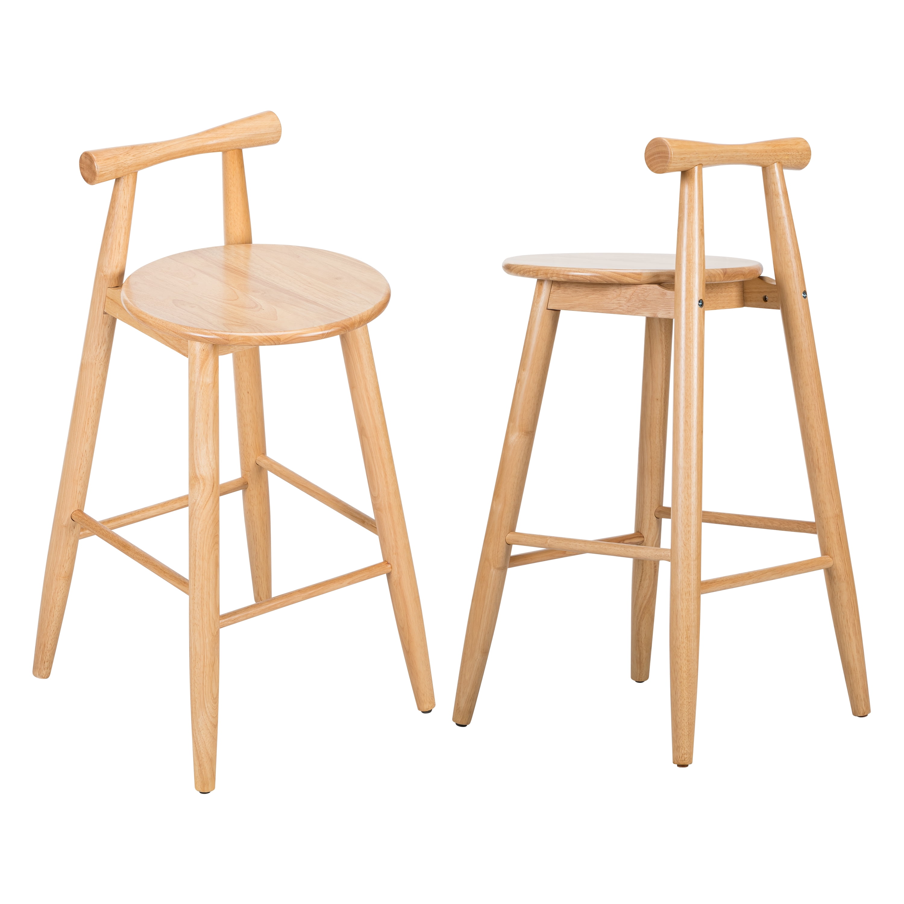Indoor Rubberwood Barstool, Natural Finished, Set of 2