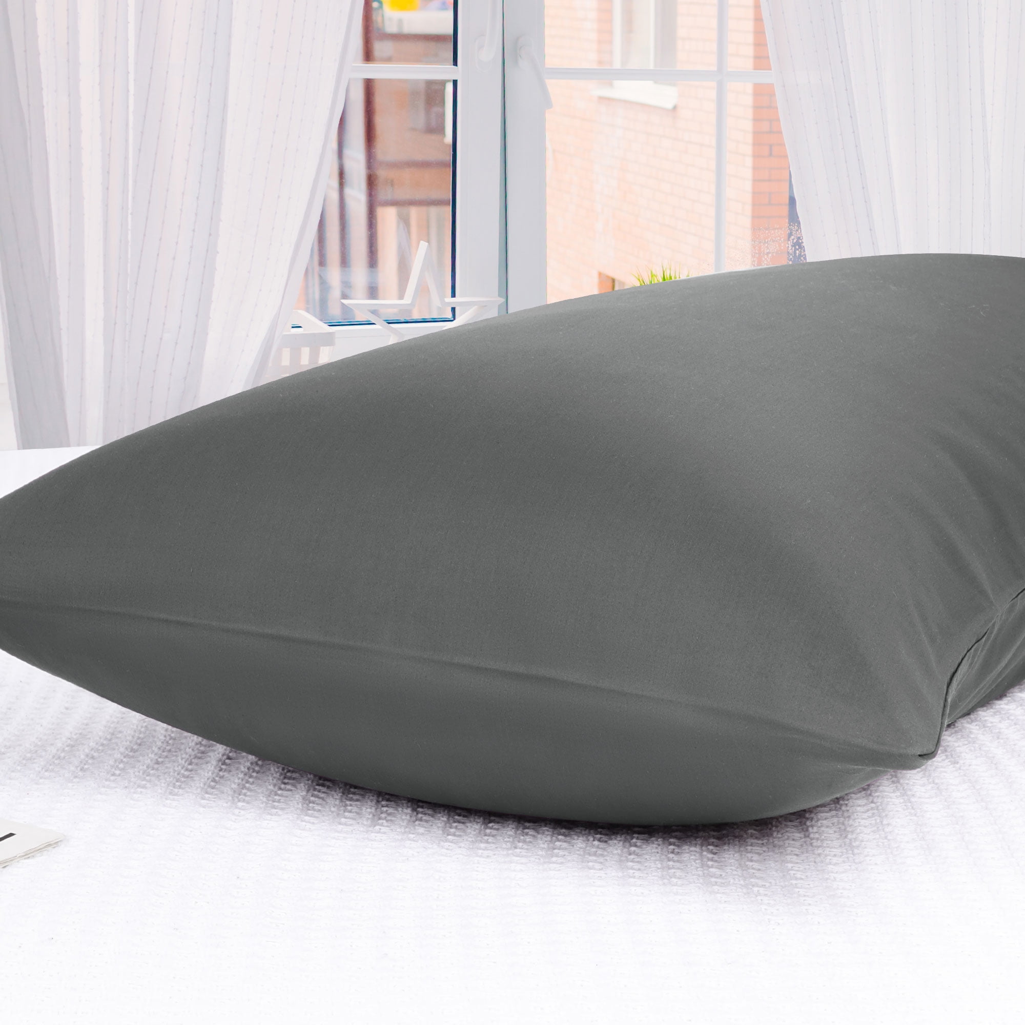 Unique Bargains Cotton Body Pillowcase Breathable Envelope Dark Gray 20"x72"