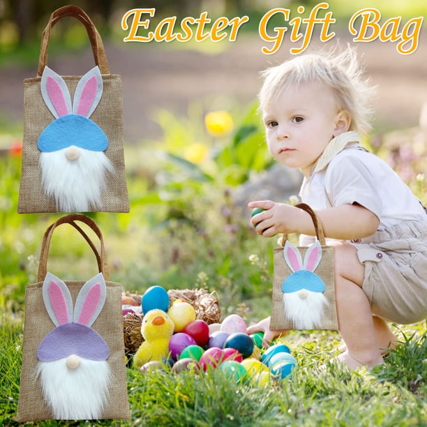 Bolsas de regalos con cordón de Pascua para niños - Bolsitas de regalo de lino de fiesta para caramelos, huevos y juguetes - Decoración y detalles para fiestas navideñas