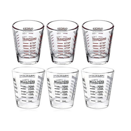 

6Pcs Measuring Cup Espresso Glass Measurement 1Oz 6 Tsp 2 Tbs 30Ml